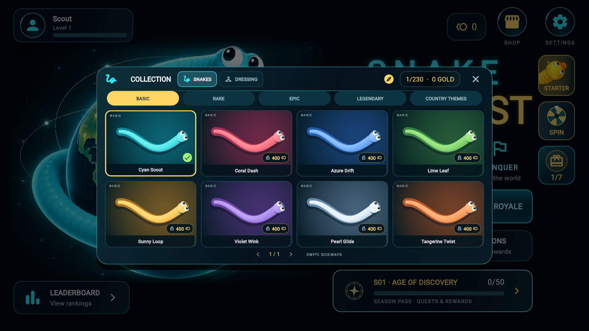Senin koleksiyonun — Snake Conquest oyun motorundan ekran görüntüsü